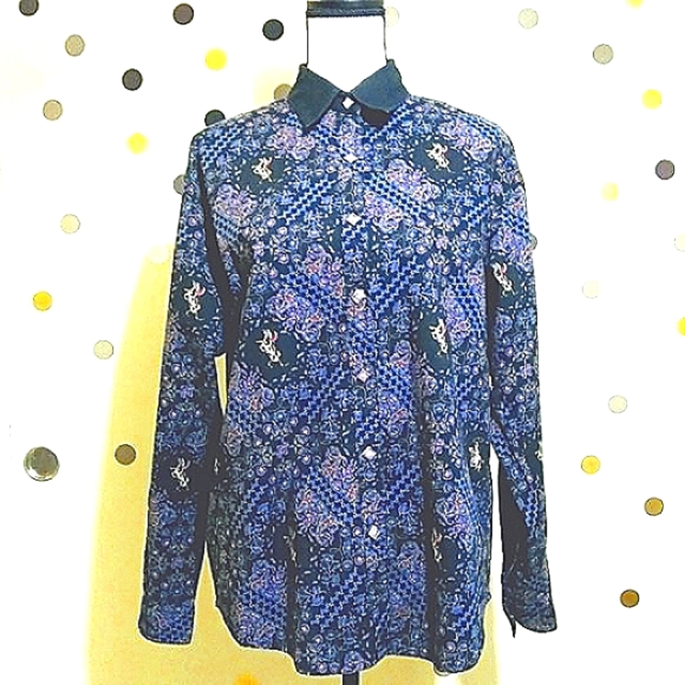 WRANGLER BLUES WESTERN PAISLEY COWGIRL RODEO SHIRT SZ S SNAP FRONT CASUAL